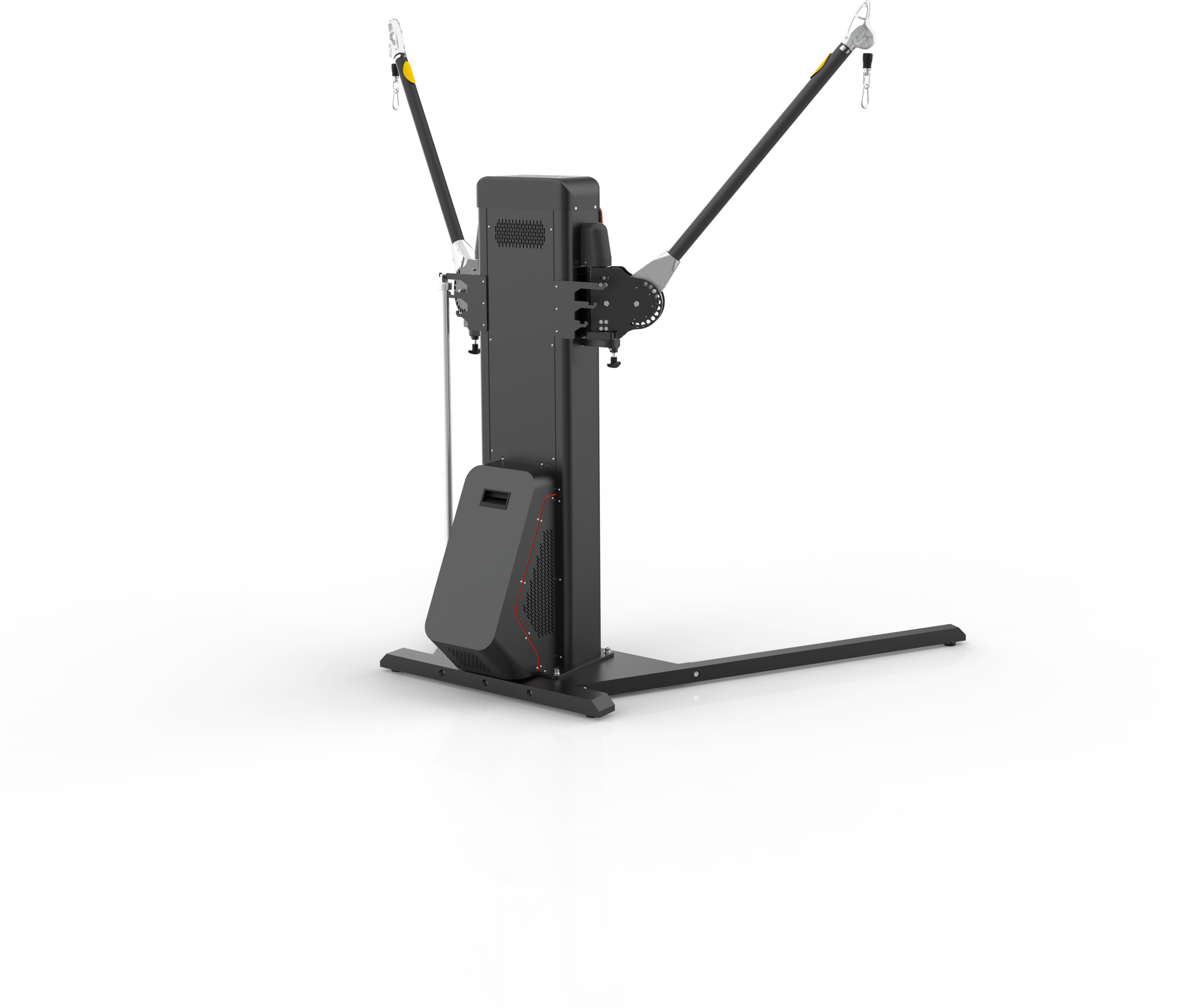 Thumbnail: DFX Servo Trainer T232 from the rear at an angle: back of the column with ventilation grille and servo housing, arms raised, touchscreen not visible from this side