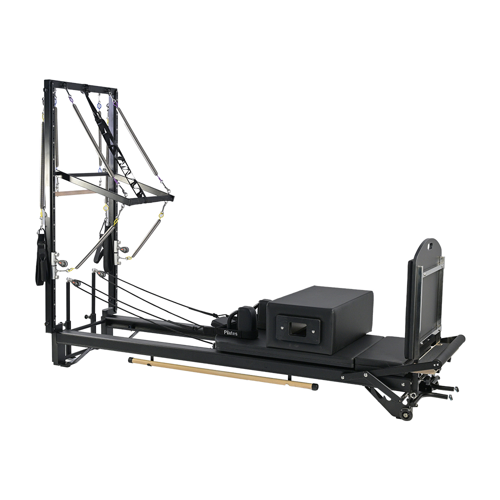 Essence Pilates Reformer – Aluminium Luxury Black met toren - Afbeelding 1